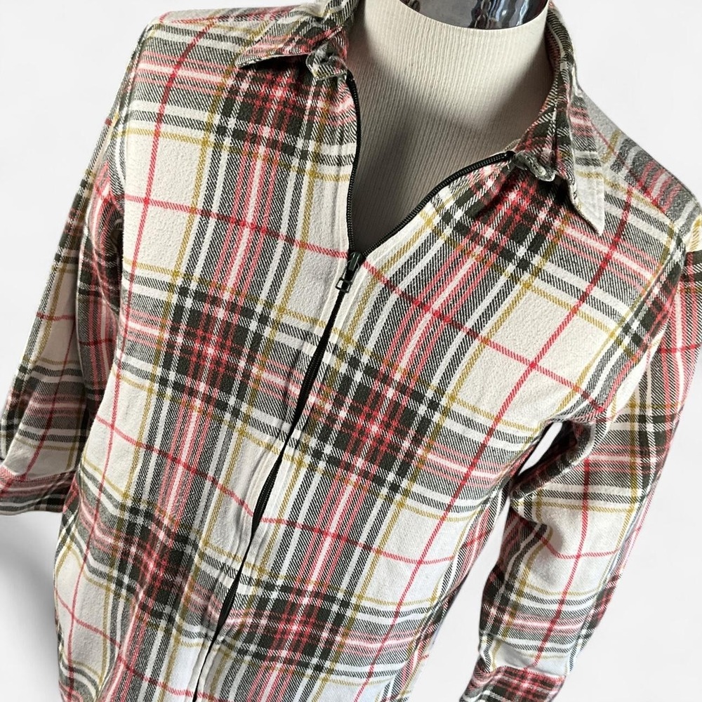 Womens Rustic Outfitters Cottagecore Plaid 100% Cotton Full Zip Shacket (1X)